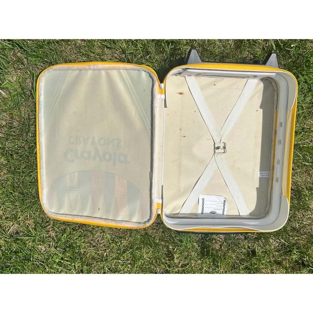 Crayola Crayons Kids Rolling Suitcase Yellow Soft Shell Luggage Travel Bag Vtg